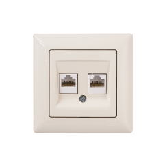 Двойна розетка за компютър CAT5e Gunsan Visage, бежов/крем