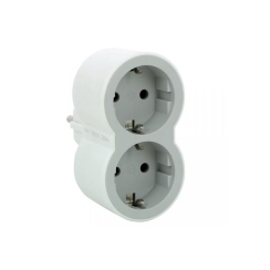 Адаптер за контакт Legrand, 2x шуко, бял/сив