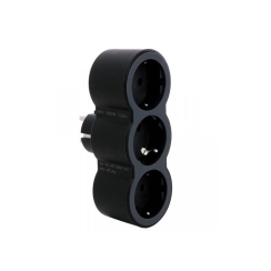 Адаптер за контакт Legrand, 3x шуко, черен