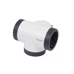 Троен въртящ адаптор със странични гнезда Legrand, 3x шуко, бял/сив