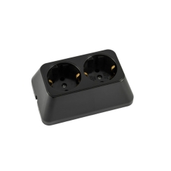 Разклонител шуко Технил, 2 гнезда, без кабел, черен