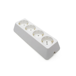 Разклонител шуко Технил, 4 гнезда, без кабел, бял