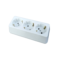 Разклонител шуко Технил, 3 гнезда, без кабел, бял